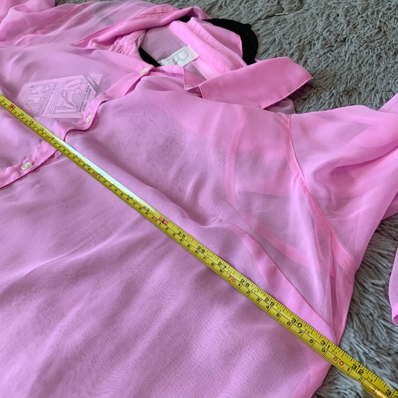 Roaman’s sheer pink button down blouse, size 2X - Picture 3 of 6
